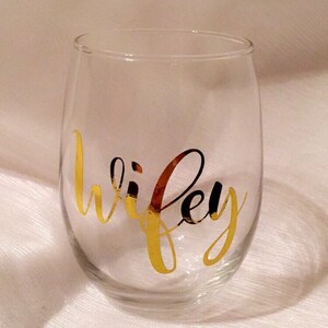 Wifey Stemless Wine Glass. Wifey. Personalized Wine Glass. Wine.