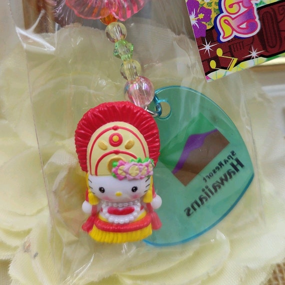 ハローキティ フラワーチャームストラップ ご当地 ハワイ ハローキティ インディアン ハワイ 携帯チャームストラップ ご