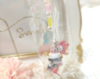 Vintage 2005 Hello Kitty Gotochi Charm Beads Strap Keychains