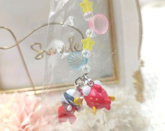 Vintage 2005 Hello Kitty Gotochi Charm Beads Strap Keychains