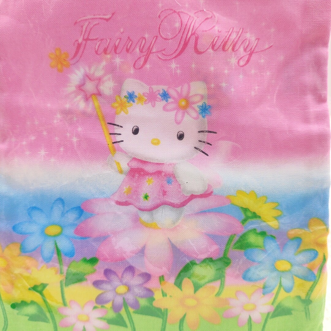 Vintage 2000 Hello Kitty Fabric Drawstring Bag Kitty Fairy