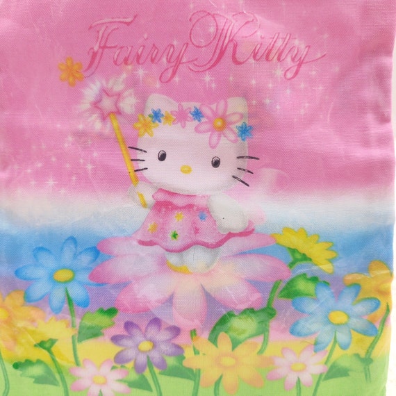 Vintage 2000 Hello Kitty Fabric Drawstring Bag Ki… - image 1