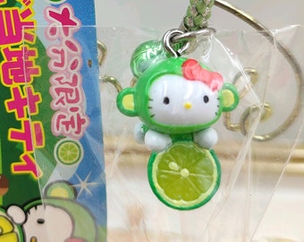 Vintage Hello Kitty Costume Figure Charm Strap Oita Takasakiyama Limited Gotochi Local Japan