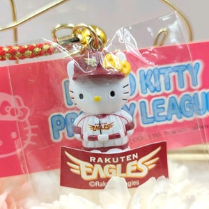 Kitty Cellphone Charm,Kitty Pretty League Rakuten Eagles Charm,Mobile Phone Charm,Phone Charm Strap,Charm Bag,Keychain
