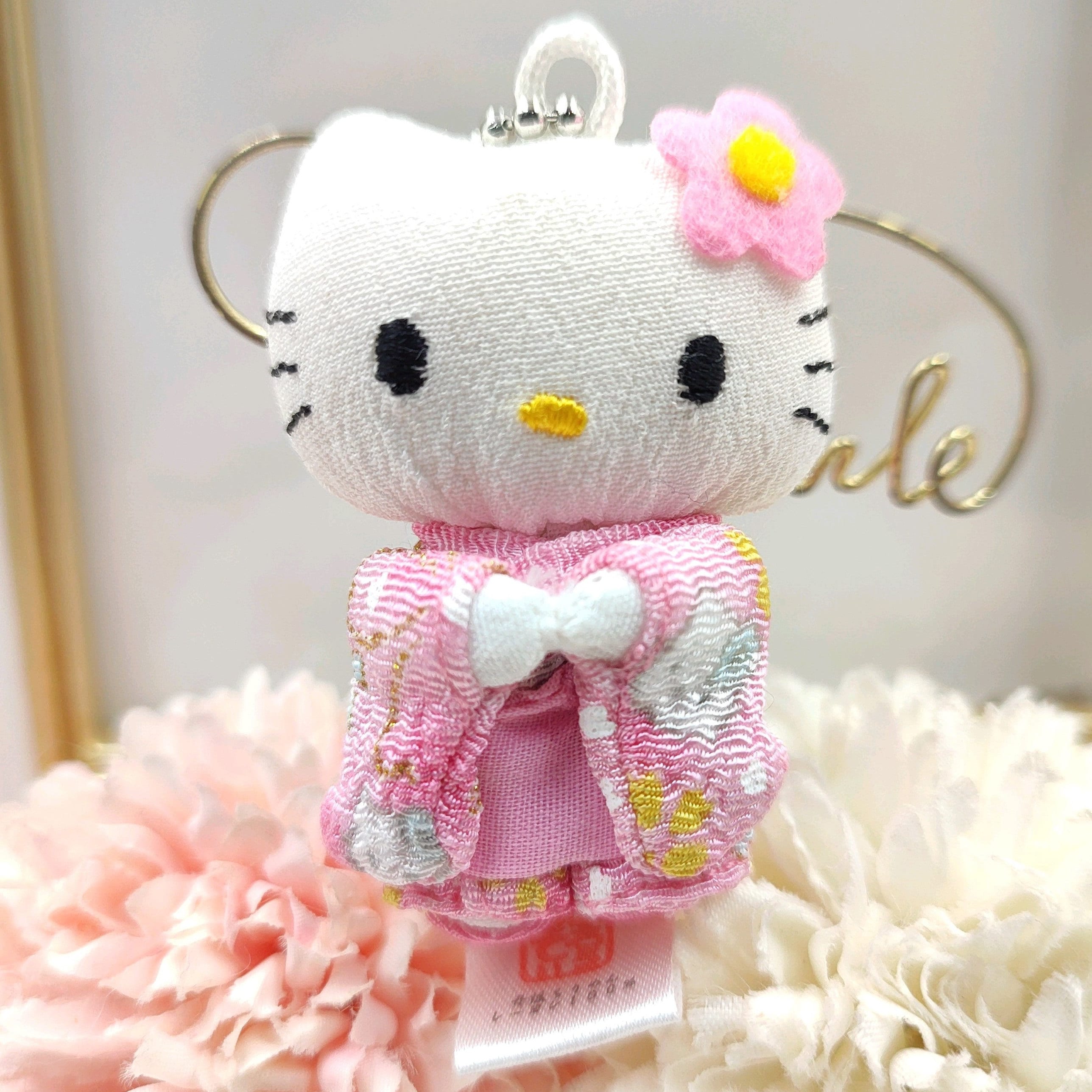 希少レア❣️Hello Kitty桜の花付きストラップ キーホルダー キティちゃん Hello Kitty Cherry blossom Vintage Keychain charm SANRIO