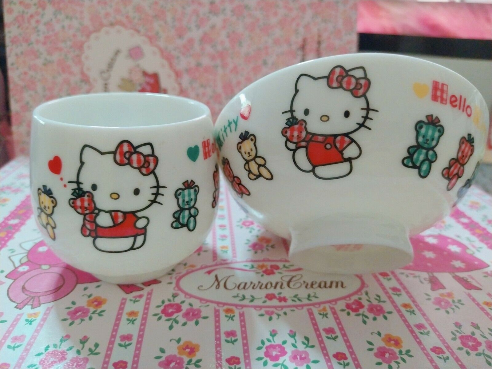 Sanrio Hello Kitty Tazza da tè e set di ciotole di riso, tazza, tazze, tazza  da caffè, tazza da tè, tazza kitty, ciotola, tazza di ceramica, tazza  vintage, Made in Japan Anno