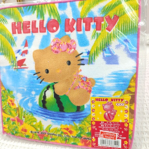 希少レア　ハローキティ　日焼けキティ　ビーチ　タオル　2002 サンリオ　レトロ ヴィンテージ 2002 サンリオ ハローキティ タオル ハンカチ