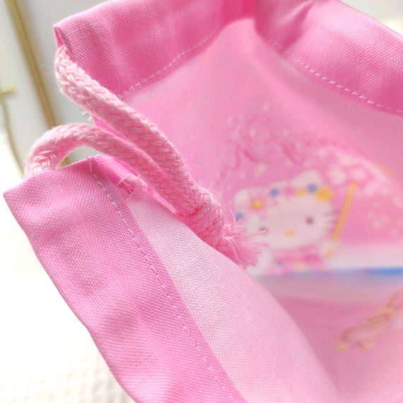 Vintage 2000 Hello Kitty Fabric Drawstring Bag Ki… - image 9