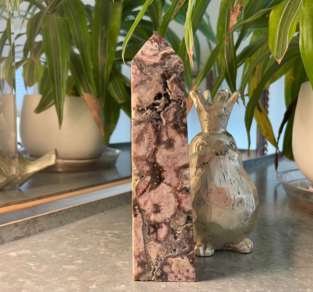 1.3lbs Big Unique Black Flower Agate X Rhyolite Druzy Crystal Tall ...