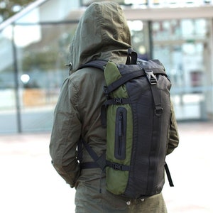 Waterproof eco-friendly backpack / Upcycled vegan backpack/ Recycled rolltop rucksack