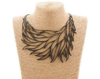 Flame Statement Necklace - Upcycled Inner Tube, Vegan Rubber Jewelry