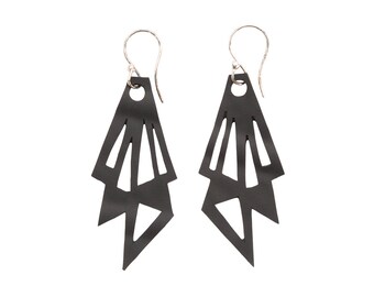 Cubism Upcycled Inner Tube Earrings | Geometric Handmade Vegan Jewelry