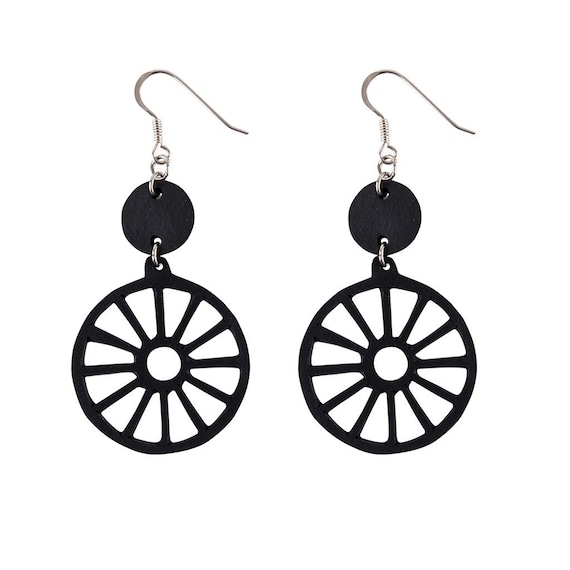 Water Wheel Upcycled Rubber Earrings Eco Friendly Inner Tube