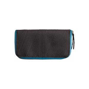 Bolso clásico con cremallera alrededor - Monedero largo de tubo interior reciclado - Billetera de mujer de cuero vegano - Billetera con tarjeta de crédito y compartimento de monedas con cremallera