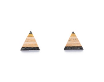 Triangle Recycled Skateboard Stud Earrings | Eco gift for skater | Upcycled Wood Stud Earrings