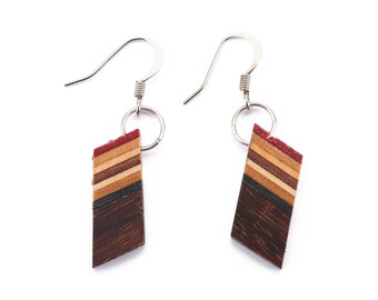 Genjang Recycled Skateboard Dangle Earrings | Upcycled Wood Earrings | Gift for Skaters