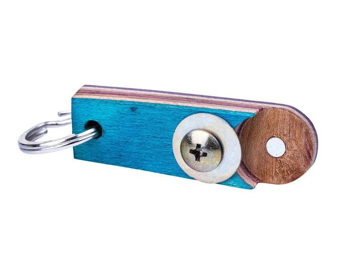 Recycled Skateboard Keyring | Bottle Opener Keyholder | Eco-friendly Gift for skateboard lover