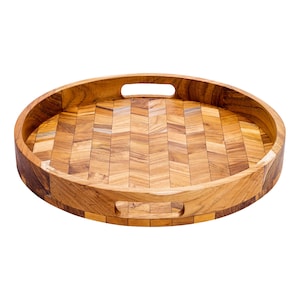 Herringbone Wooden Serving Tray: Upcycled Eco Home Decor (12&quot; Tray)