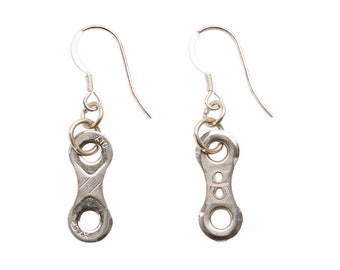 Lone Rider Bike Chain Earrings | Upcycled Bike Link Dangle Earrings | Gift for Cyclist