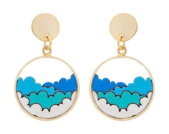 Cloud Eco-friendly Recycled Wood Gold Earrings | Nature Inspire Lightweight Sustainable Earrings