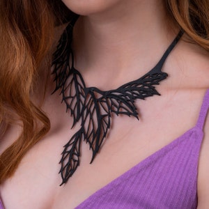 Spring Leaf Eco Friendly Vegan Necklace / Handmade inner tube necklace / Leather and metal free statement necklace image 2