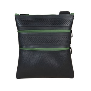 Vegan crossbody city bag| unisex eco friendly black rubber messenger bag| inner tube cross body bag