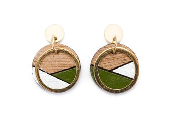 Conture Recycled Wood Gold Plated Earrings (4 Colours Available) | Upcycled Lightweight Dangle Earrings