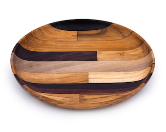 Upcycled Hardwood Fruit Bowl: Artisan Reclaimed Wood Salad Bowl