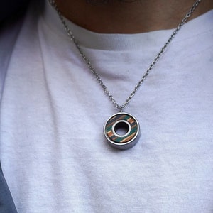 Skateboard Bearing Pendant Necklace | Upcycled Skateboard necklace | Eco Gift for skaters