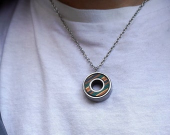 Skateboard Bearing Pendant Necklace | Upcycled Skateboard necklace | Eco Gift for skaters