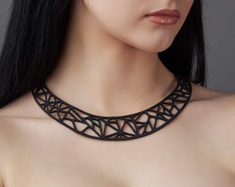Ella Geometric Recycled Rubber Necklace | Vegan Inner Tube Black Necklace