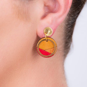 Conture Recycled Wood Gold Plated Earrings (4 Colours Available) | Upcycled Lightweight Dangle Earrings