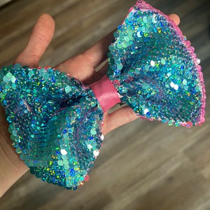 Baby/Child Hearing Aid/Cochlear Headband Mermaid Flip Sequin Bow