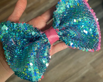 Baby/Child Hearing Aid/Cochlear Headband Mermaid Flip Sequin Bow