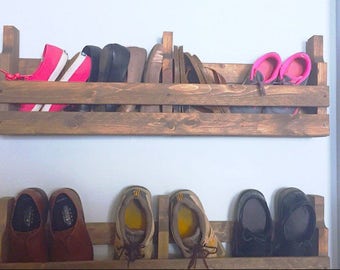 Pallet Shoe Rack / Wall Shoe Rack / Rustic Shoe Rack / Shoe Rack / Wooden Shoe Rack / Shoe Organizer / Shoe Storage