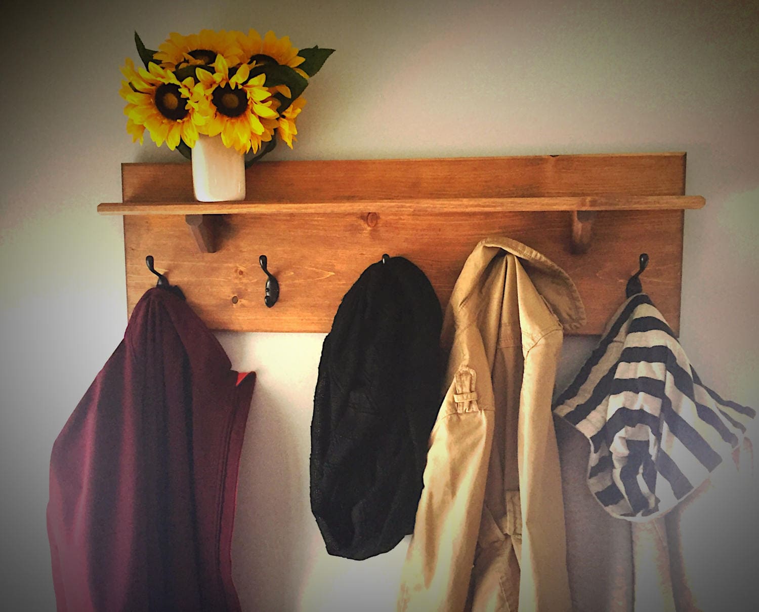 Rustic Coat Hanger with Shelf Etsy