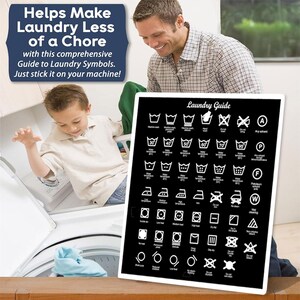 Laundry Care Guide Magnet Black Minimalist Washing Symbols Chart Easy Instructions For Washing Machine Laundry Room Organization Tool