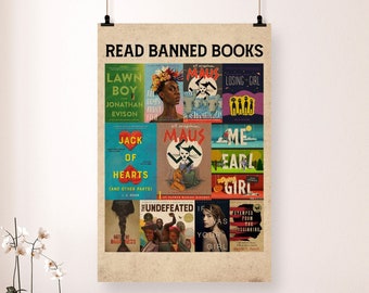 Read banned books - Book Lover Poster/Canvas, Librarian Poster, Reading Lover Poster, Gift Book Lover