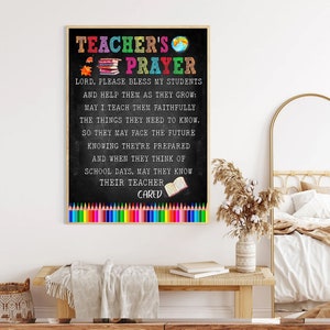 Teacher’s Prayer Poster & Canvas, Classroom Wall Art, Inspirational Quote Decor for Teachers, Teacher Appreciation Gift, School Office Decor