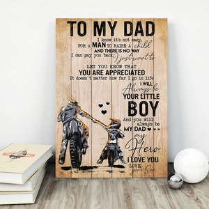 Para mi papá - Lienzo de motocross, padre motociclista e hijo/hija, regalo de hijo/hija, regalo de cumpleaños para papá, hijo/hija motociclista a papá