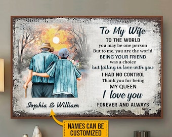 To My Wife / Husband - You Are The World Personalisiertes Poster | Jubiläum, Gedenkstätte, Beileidsgeschenk | Personalisierte Wand Dekor, Weihnachtsgeschenk