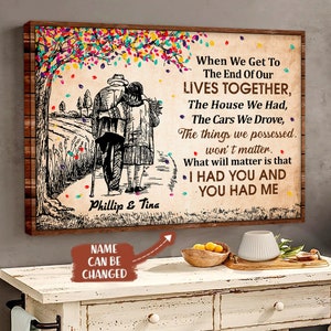 Personalisiert, wenn wir zum Ende altes Paar Skizze Poster / Leinwand, Familie altes Paar, Paar Geschenk erhalten