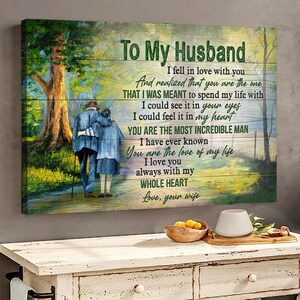 Für meinen Mann, verliebtes Paar, zu Fuß in den Wald, Geschenk für Mann Frau, Paar Liebe Leinwand, Familie altes Paar Poster