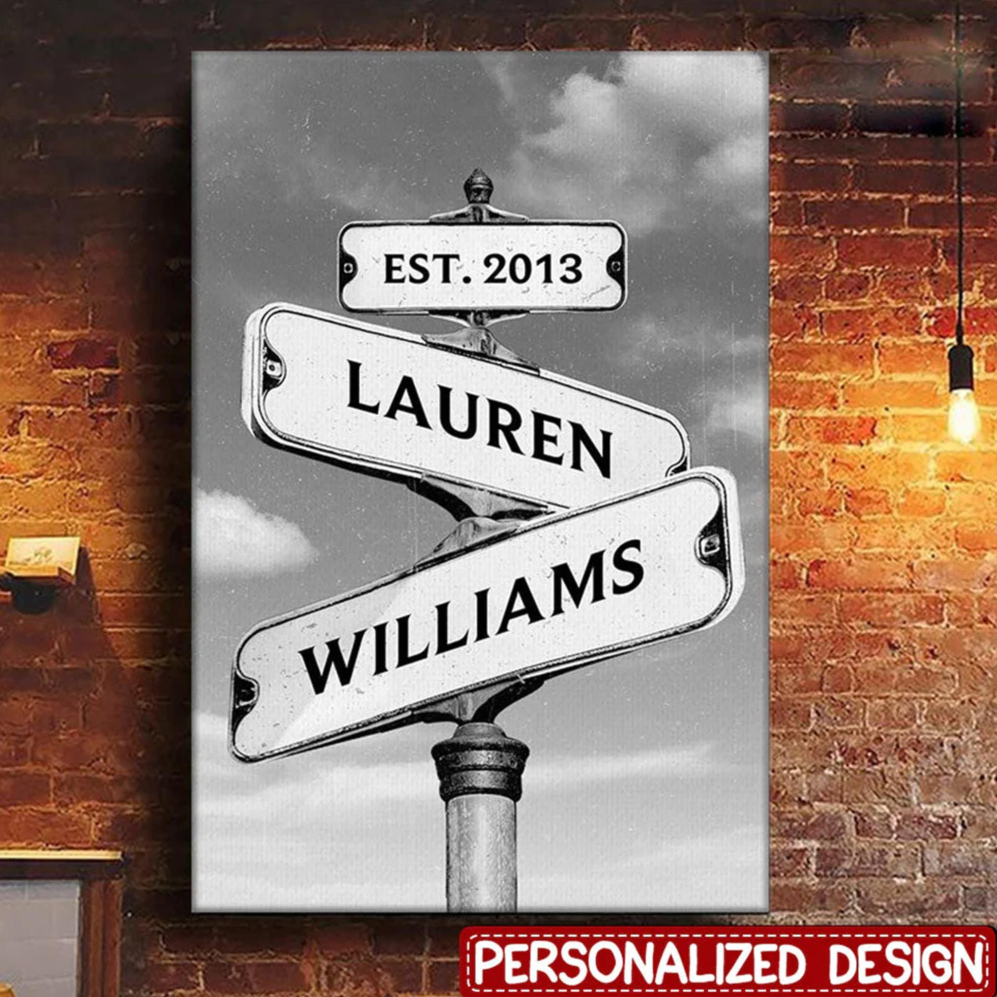 Strret Sign Photo Cards Personalized Name Vintage Street Sign Canvas Print, Crossroads Street ...