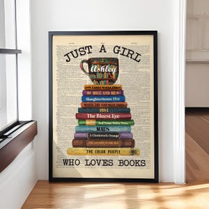 Personalized Book Collection - Just A Girl Who Loves Book Poster Wall Art, Gift For Book Lovers, Gift For Her