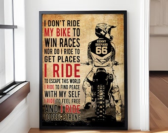 Motocross Name & Number Personalized Poster/Canvas, Dirt Bike Gift, Dirt Biker Art, Motorbike Print