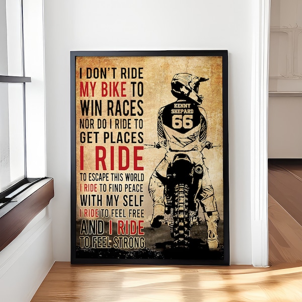 Motocross Name & Number Personalized Poster/Canvas, Dirt Bike Gift, Dirt Biker Art, Motorbike Print