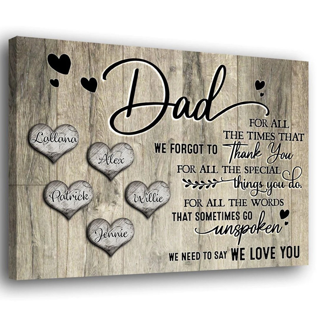 We Love You Thank You Dad Heart Canvas Personalized Gift for Father,  Fathers Day Gift Canvas Custom, Gifts for Dad - Etsy, image size:1080x1080