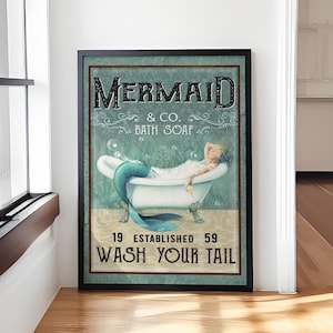 Mermaid & Co. Mermaid Bath Soap Poster Set Mermaid Wall Decor