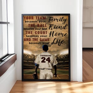 Personalized Baseball Your Team Becomes Your The Ball Poster, Gift For Sons, Boyfriends, Baseball Players, Baseball Print, Baseball Wall Ar